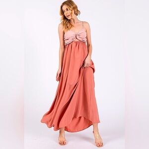 White Reef Color Block Sleeveless Midi Dress